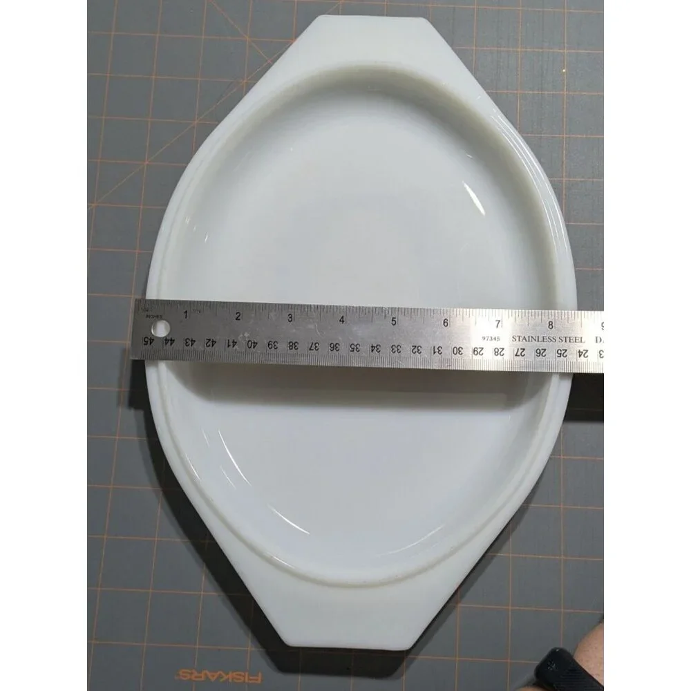 Vintage Pyrex Blue Snowflake Garland Oval Lid 12.75" White Glass Replacement - Picture 9 of 15
